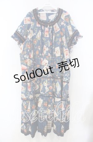 画像: PINK HOUSE / クイーンアリスプリントパッチワークワンピース【お直しあり】  アオ O-25-11-15-053-LO-OP-IG-OS