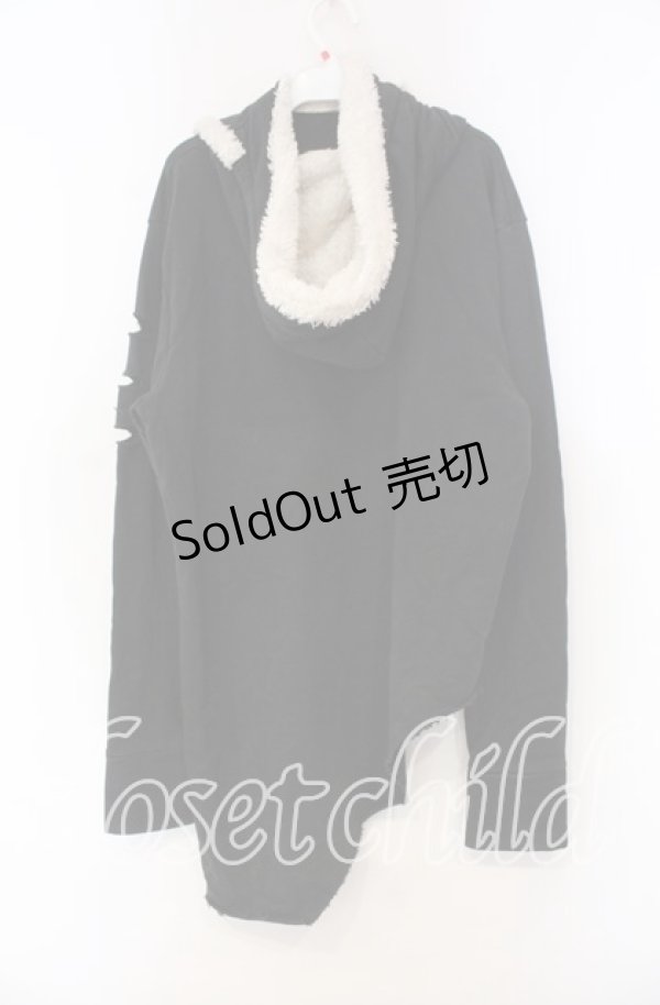 画像3: KMK / プリントボアフーディ  ブラック×シルバー×オフ O-25-11-15-061-PU-TO-IG-OS (3)