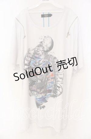 画像: Xfrm / ショルダージップグラフィックBIG Tシャツ 3 ホワイト O-25-11-15-062-PU-TO-IG-OS