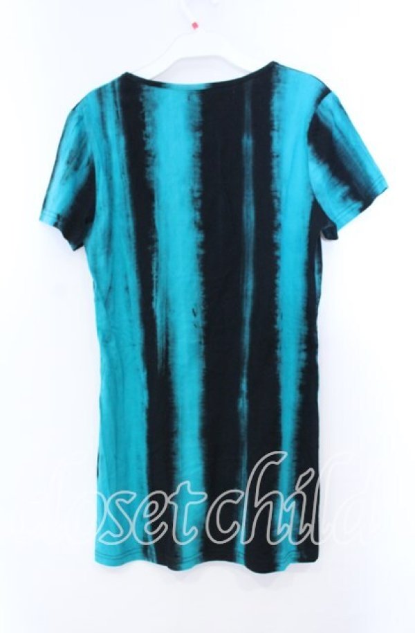 画像2: SEANA / ブリーチワイドUネックTシャツ Ｍ ブルー×ブラック O-25-11-15-063-PU-TS-IG-OS (2)