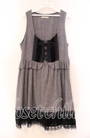 画像: axes femme / フロッキー切り替えエジャンパースカート  ネイビー O-25-11-15-065-AX-OP-IG-OS