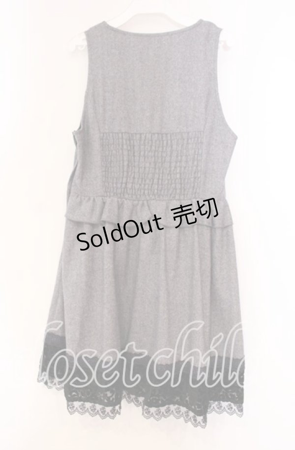 画像3: axes femme / フロッキー切り替えエジャンパースカート  ネイビー O-25-11-15-065-AX-OP-IG-OS (3)