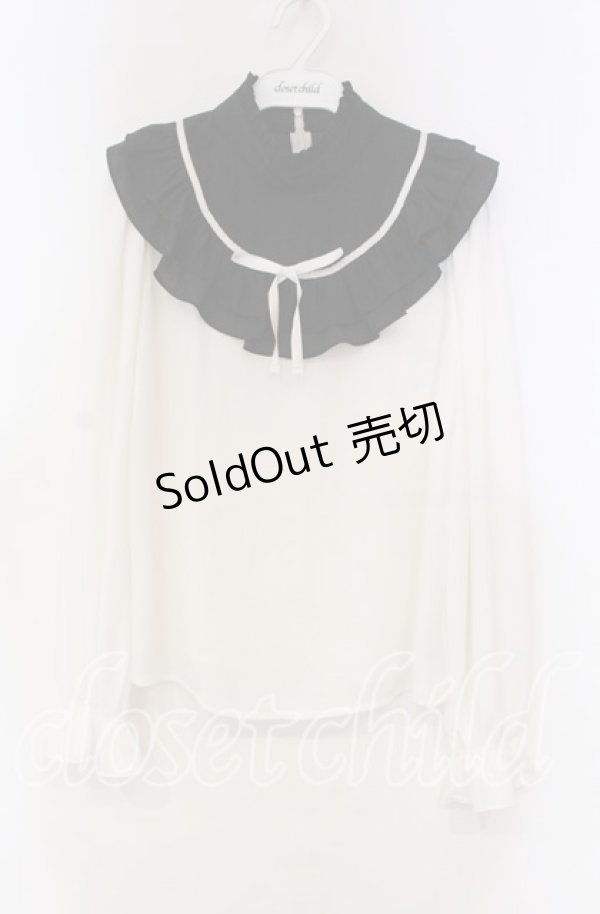 画像1: Ank Rouge / ヨーク切り替えブラウス  シロ×クロ O-25-11-15-067-CA-BL-IG-OS (1)