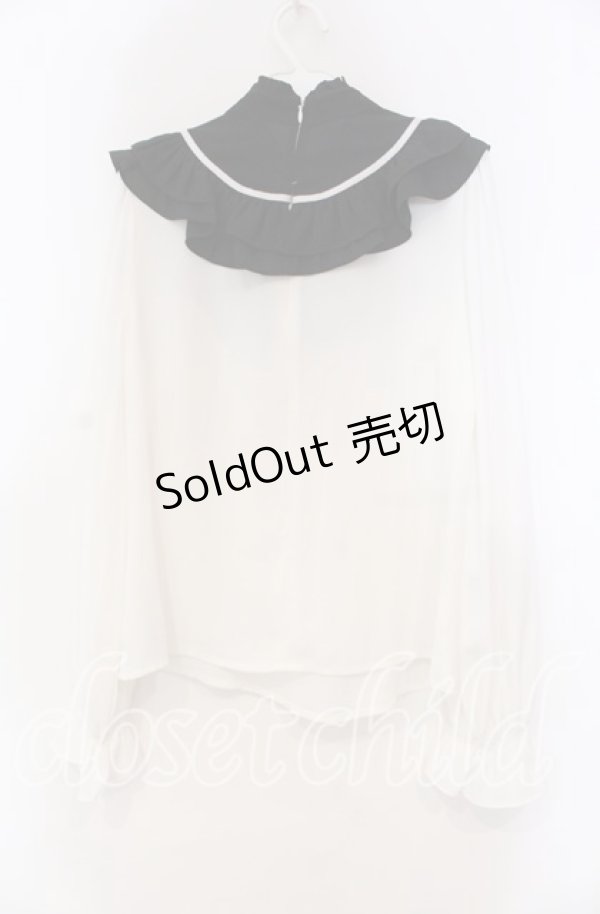 画像3: Ank Rouge / ヨーク切り替えブラウス  シロ×クロ O-25-11-15-067-CA-BL-IG-OS (3)