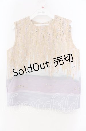 画像: Franche Lippee / 藤の花柄ノースリーブトップス Ｍ オレンジ×ラベンダー O-25-11-15-068-LO-TO-IG-OS