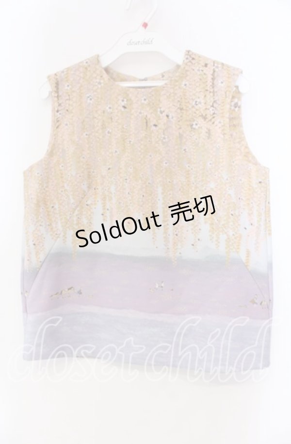 画像1: Franche Lippee / 藤の花柄ノースリーブトップス Ｍ オレンジ×ラベンダー O-25-11-15-068-LO-TO-IG-OS (1)