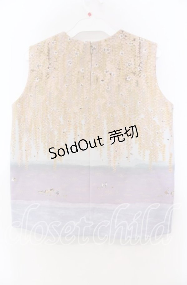 画像3: Franche Lippee / 藤の花柄ノースリーブトップス Ｍ オレンジ×ラベンダー O-25-11-15-068-LO-TO-IG-OS (3)