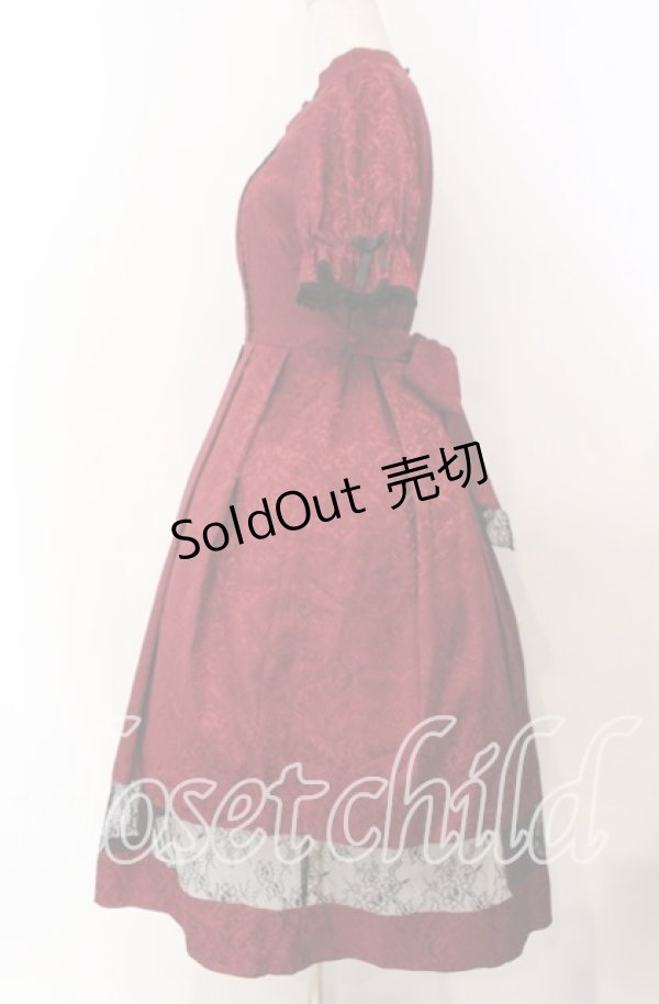 画像3: axes femme kawaii / チャイナ釦ジャガードワンピ  ワイン O-25-11-15-007-AX-OP-IG-OS (3)