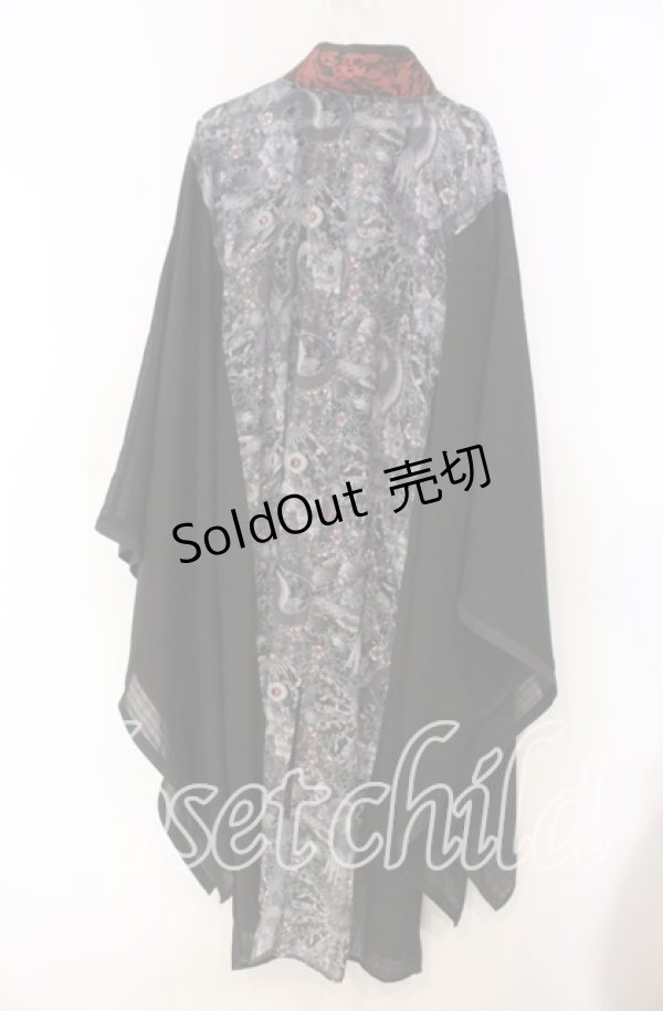 画像3: Qutie Frash / チャイナ着物ロングカーデ  ブラック O-25-11-15-071-QU-JA-OW-OS (3)