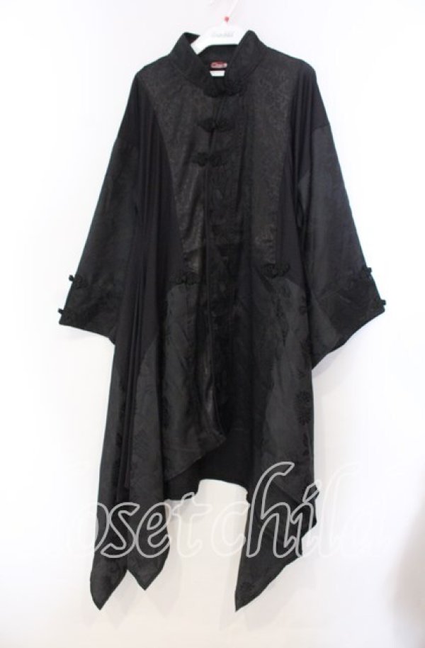 画像1: Qutie Frash / 着物チャイナチュニック  ブラック O-25-11-15-072-QU-TO-OW-OS (1)