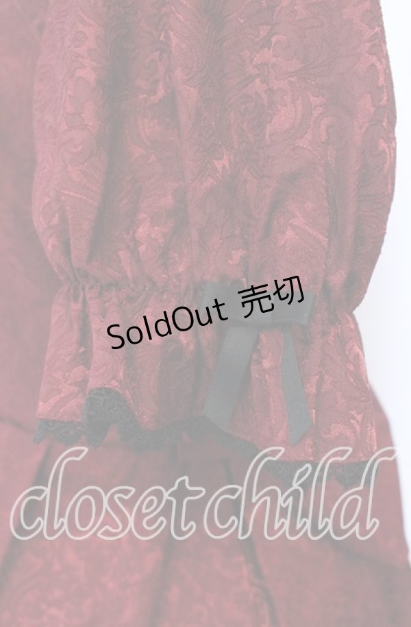 画像4: axes femme kawaii / チャイナ釦ジャガードワンピ  ワイン O-25-11-15-007-AX-OP-IG-OS (4)