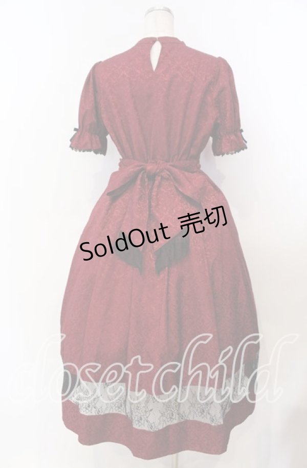 画像5: axes femme kawaii / チャイナ釦ジャガードワンピ  ワイン O-25-11-15-007-AX-OP-IG-OS (5)