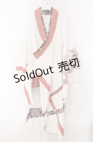 画像: Qutie Frash / 3店舗限定カラー着物カーデ  ホワイト×レッド O-25-11-15-075-QU-JA-OW-OS