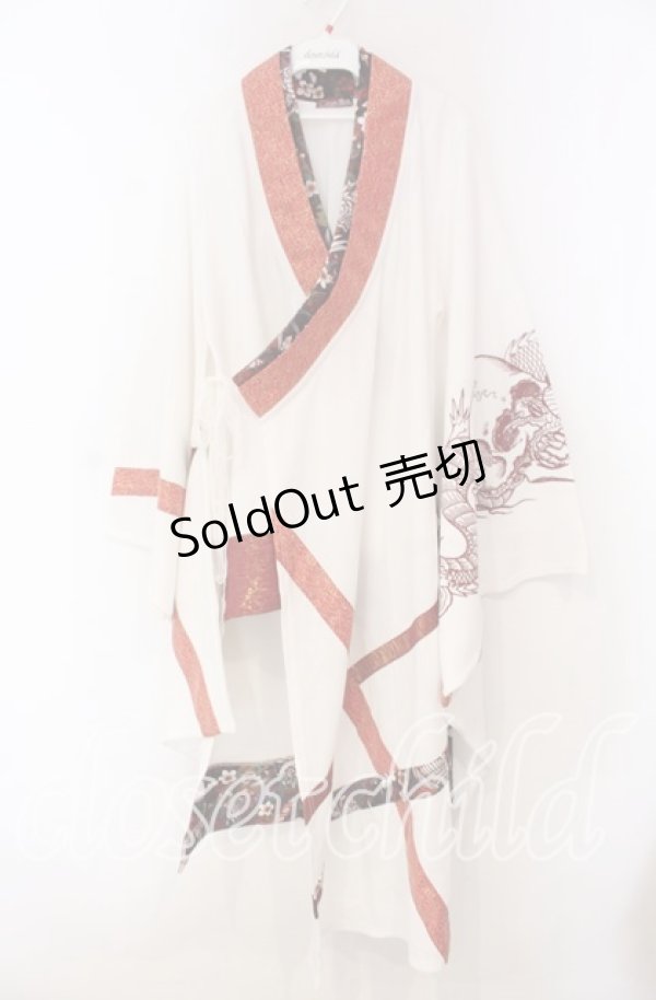 画像1: Qutie Frash / 3店舗限定カラー着物カーデ  ホワイト×レッド O-25-11-15-075-QU-JA-OW-OS (1)
