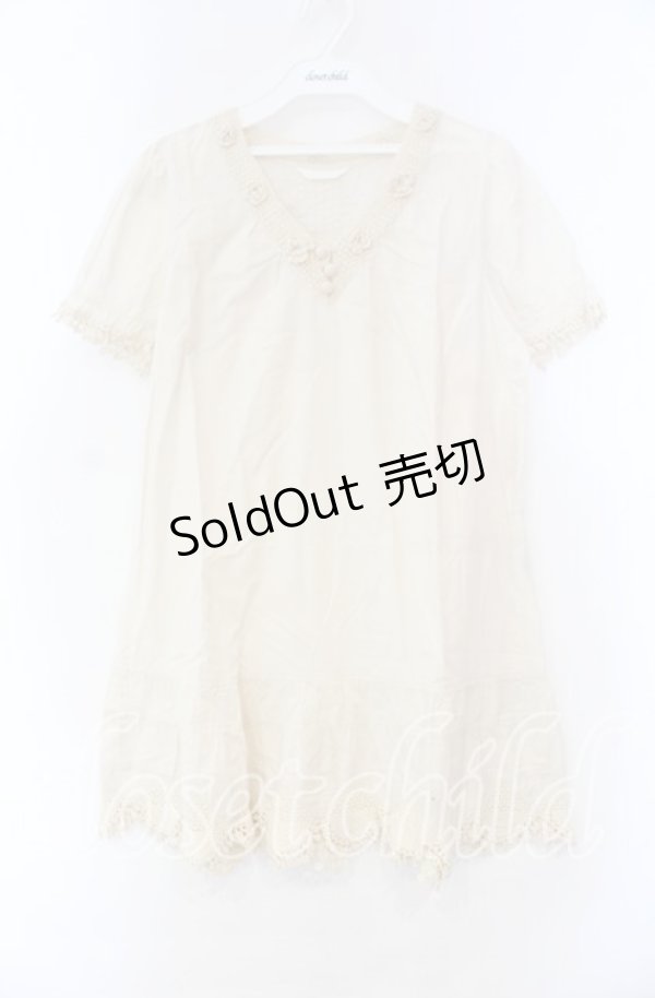 画像1: PINK HOUSE / レース配色シャツチュニック  アイボリー O-25-11-15-079-LO-OP-IG-OS (1)