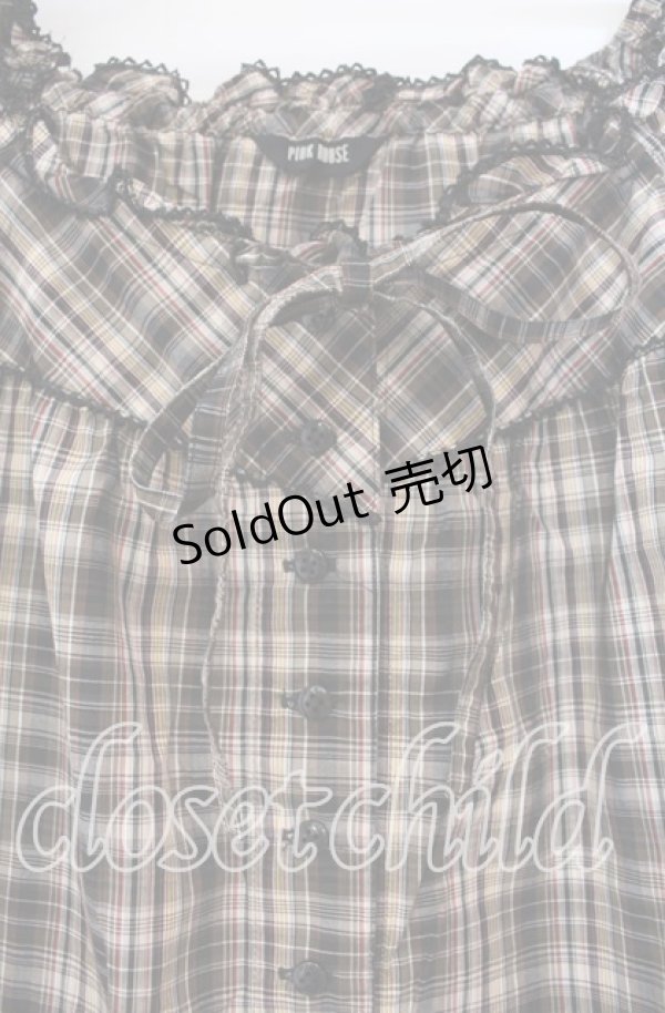 画像2: PINK HOUSE / チェックパフワンピース  ブラウン O-25-11-15-080-LO-OP-IG-ZI (2)