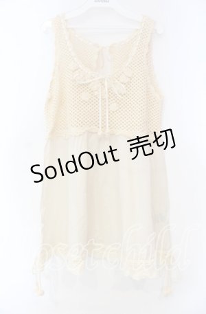 画像: PINK HOUSE / 丸モチーフ透かしタンクトップ  アイボリー O-25-11-15-081-LO-TO-IG-OS