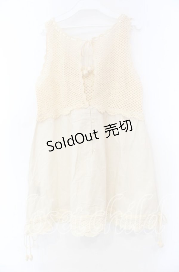 画像4: PINK HOUSE / 丸モチーフ透かしタンクトップ  アイボリー O-25-11-15-081-LO-TO-IG-OS (4)