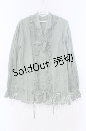 画像: PINK HOUSE / タックピコフリルブラウス  グリーン O-25-11-15-082-LO-BL-IG-OS