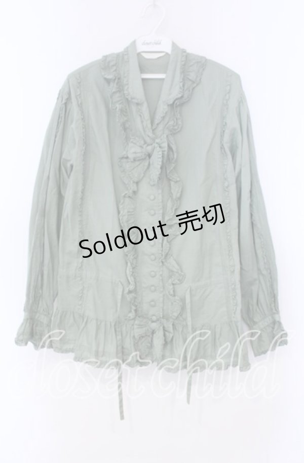 画像1: PINK HOUSE / タックピコフリルブラウス  グリーン O-25-11-15-082-LO-BL-IG-OS (1)