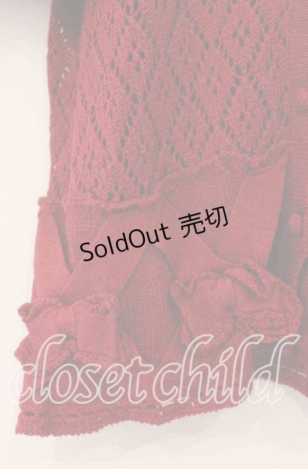 画像2: KETTY / リボン透かし編みカーディガン  アカ O-25-11-15-088-EL-TO-IG-OS (2)