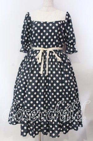 画像: Melody BasKet / 記憶の中の水玉ティアードワンピース  クロ O-25-11-15-009-LO-OP-IG-OS