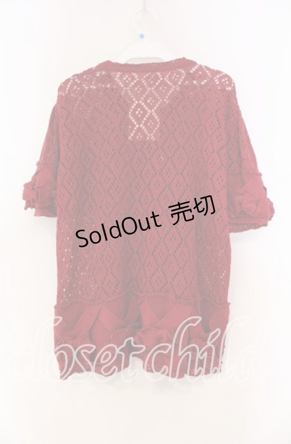 画像3: KETTY / リボン透かし編みカーディガン  アカ O-25-11-15-088-EL-TO-IG-OS (3)