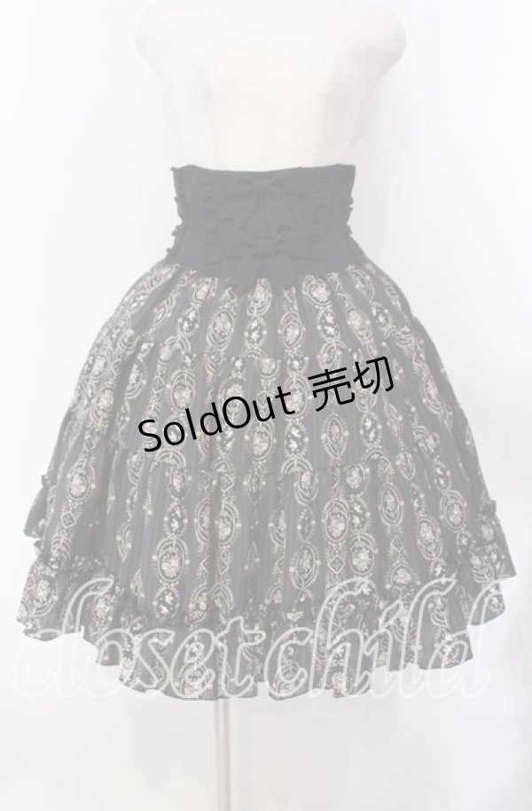 画像1: Innocent World / バラと小鳥のストライプスカート Ｍ クロ O-25-11-15-011-IW-SK-IG-OS (1)