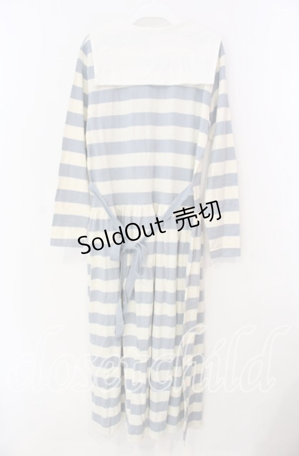 画像2: pa.se.ri. / ボーダーセーラーワンピース  オフ×サックス O-25-11-17-034-LO-OP-IG-ZT476 (2)