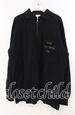 画像: Karl Helmut / ジップアップ長袖ポロシャツ  ブラック O-25-11-17-035-EL-TO-IG-OS