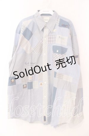 画像: Karl Helmut / チェックパッチワークシャツ  サックス O-25-11-17-036-EL-TO-IG-OS