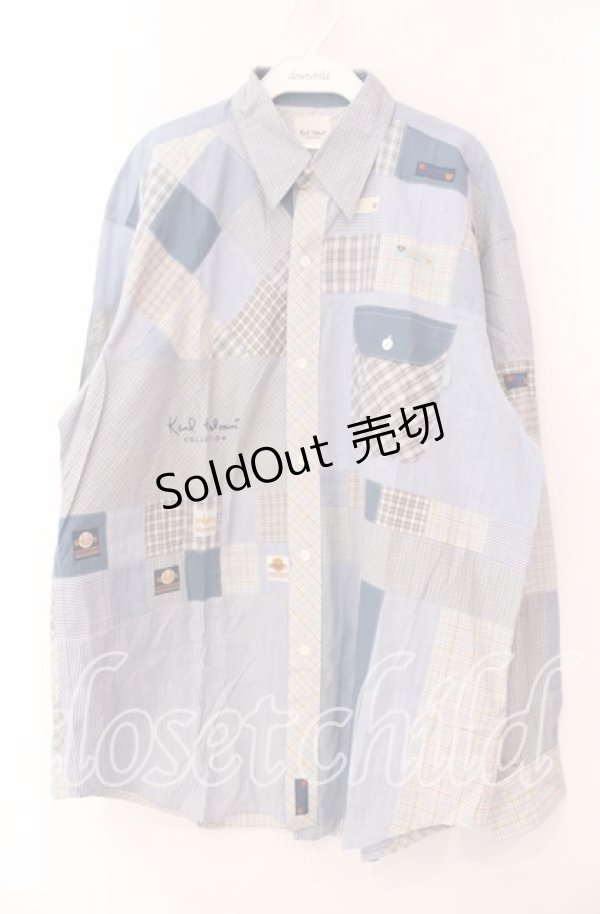 画像1: Karl Helmut / チェックパッチワークシャツ  サックス O-25-11-17-036-EL-TO-IG-OS (1)