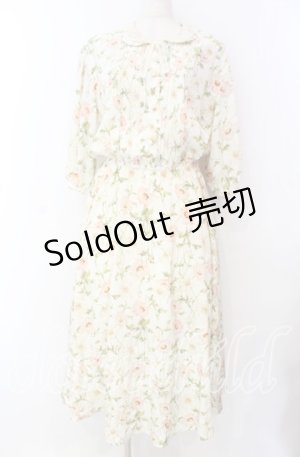 画像: INGEBORG / コスモス風プリント襟レースワンピース  オフ O-25-11-17-040-LO-OP-IG-OS