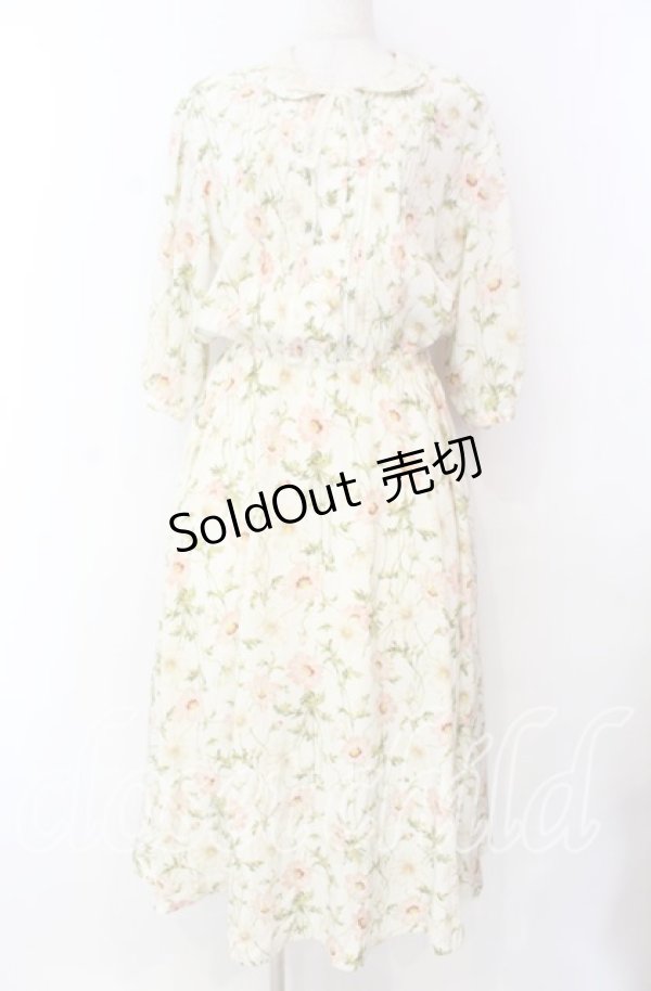 画像1: INGEBORG / コスモス風プリント襟レースワンピース  オフ O-25-11-17-040-LO-OP-IG-OS (1)