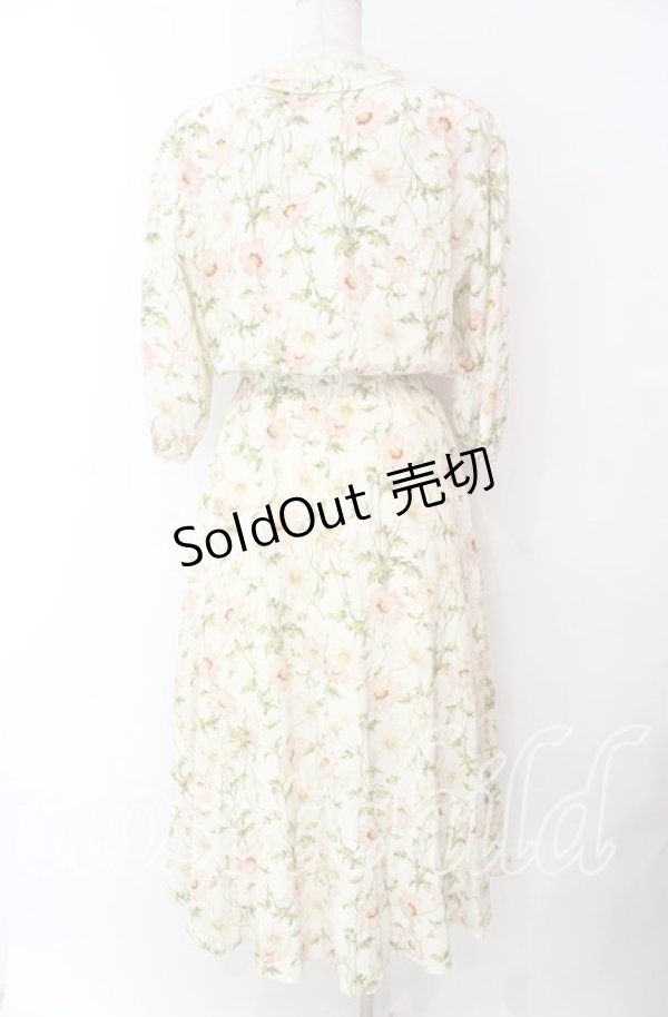 画像4: INGEBORG / コスモス風プリント襟レースワンピース  オフ O-25-11-17-040-LO-OP-IG-OS (4)