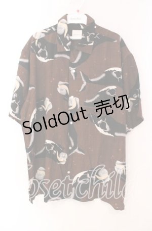 画像: Karl Helmut / くじら柄シャツ  ブラウン O-25-11-17-041-EL-BL-IG-OS