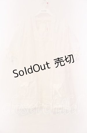 画像: WONDERFUL WORLD / タックリボン割烹着  シロ O-25-11-17-043-LO-TO-IG-OS