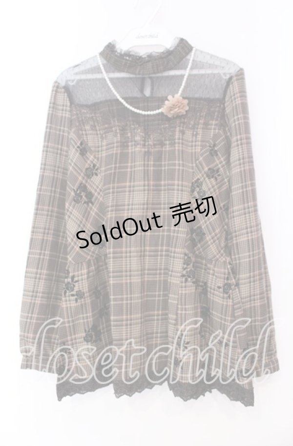 画像1: axes femme / チェック柄ペプラムBL  ブラウン O-25-11-17-048-AX-BL-IG-OS (1)