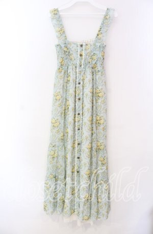 画像: axes femme / 釦開き総バラ柄ロングワンピース  サックス O-25-11-17-049-AX-OP-IG-OS