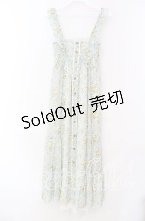 画像: axes femme / 釦開き総バラ柄ロングワンピース  サックス O-25-11-17-049-AX-OP-IG-OS