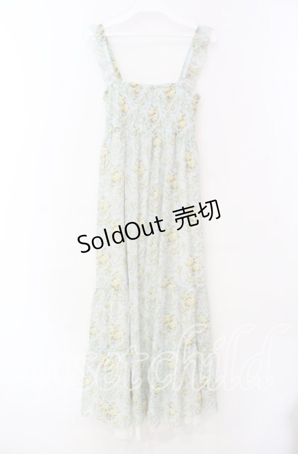 画像3: axes femme / 釦開き総バラ柄ロングワンピース  サックス O-25-11-17-049-AX-OP-IG-OS (3)