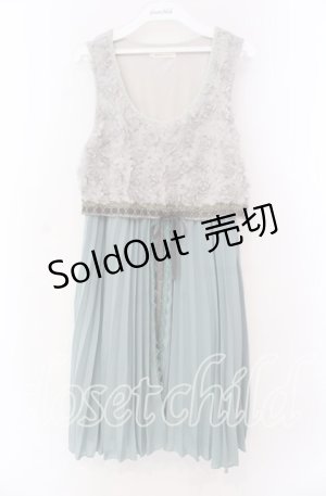 画像: axes femme / ローズ×プリーツドレス  グリーン×グレー O-25-11-17-051-AX-OP-IG-OS