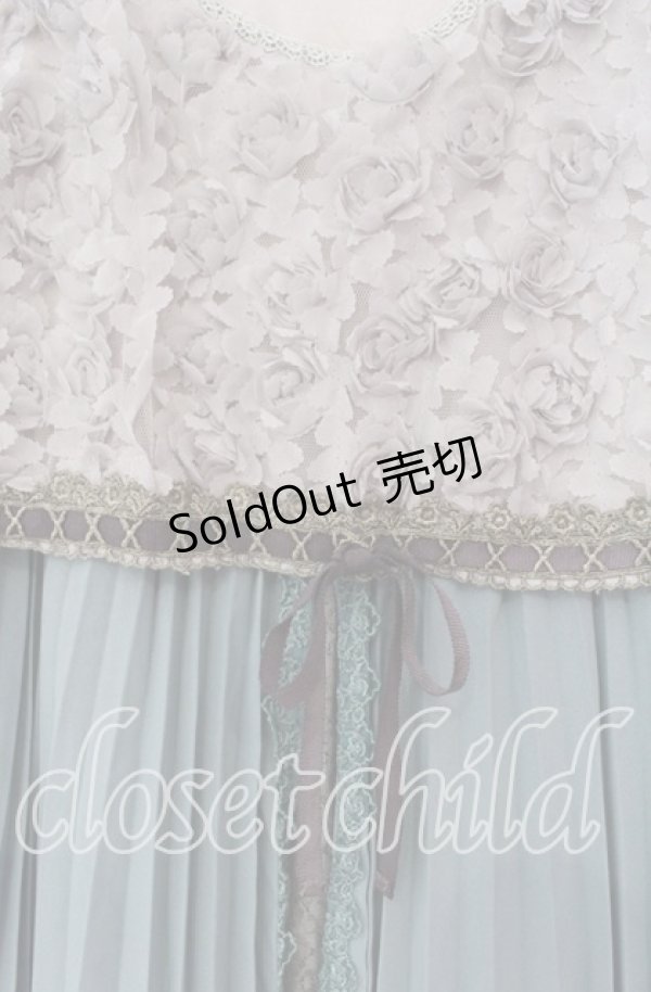 画像2: axes femme / ローズ×プリーツドレス  グリーン×グレー O-25-11-17-051-AX-OP-IG-OS (2)