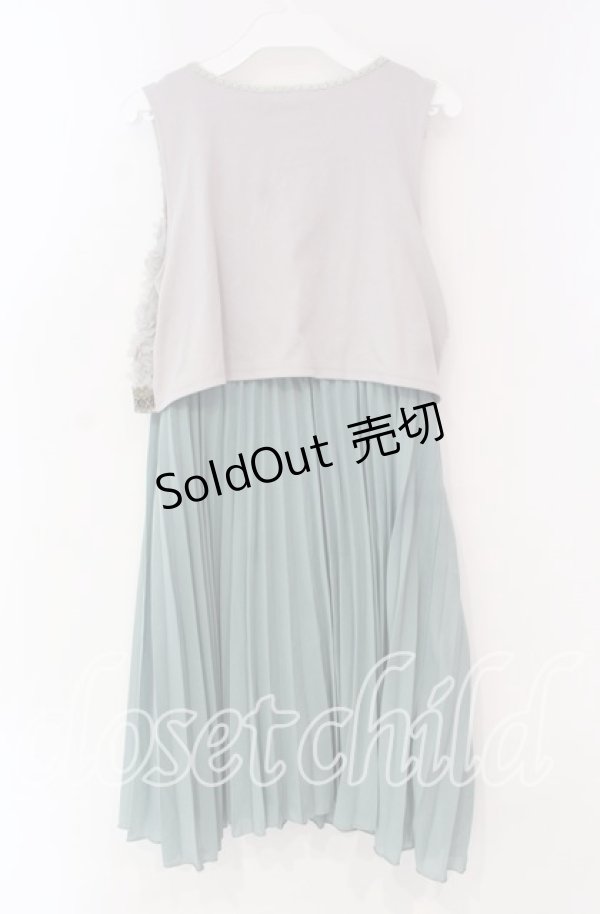 画像3: axes femme / ローズ×プリーツドレス  グリーン×グレー O-25-11-17-051-AX-OP-IG-OS (3)