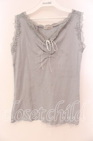 画像: axes femme / ギャザーコットンタンク  グレー O-25-11-17-057-AX-TO-IG-OS