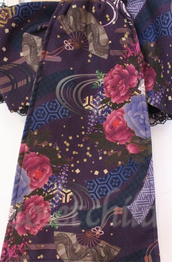 画像2: Qutie Frash / 花魁帯コルセット  ブラック×パープル O-25-11-17-1007-QU-TO-IG-ZT221 (2)