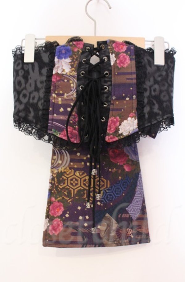 画像3: Qutie Frash / 花魁帯コルセット  ブラック×パープル O-25-11-17-1007-QU-TO-IG-ZT221 (3)