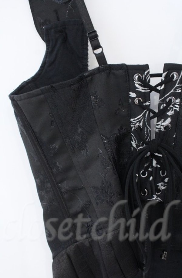 画像6: Qutie Frash / ジャガードコルセットベスト  ブラック×シルバー O-25-11-17-1013-QU-TO-IG-ZT222 (6)