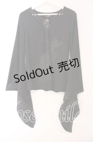 画像: Qutie Frash / クロス着物T  ブラック O-25-11-17-068-QU-TO-IG-OS