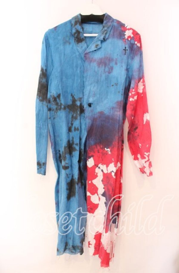 画像1: h.NAOTO / タイダイガーゼジャケット  ブルーピンク O-25-11-17-070-HN-JA-IG-OS (1)